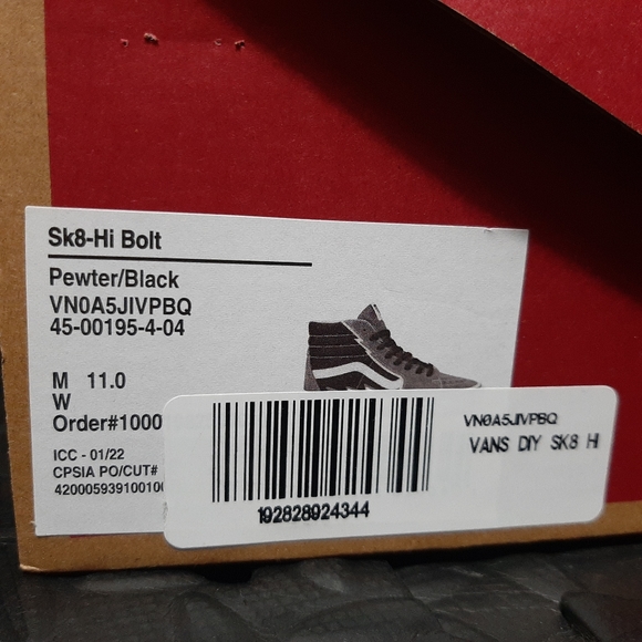 Vans Sk8 Hi Bolt Pewter Grey Black Lightning VN0A5JIVPBQ - Picture 8 of 10